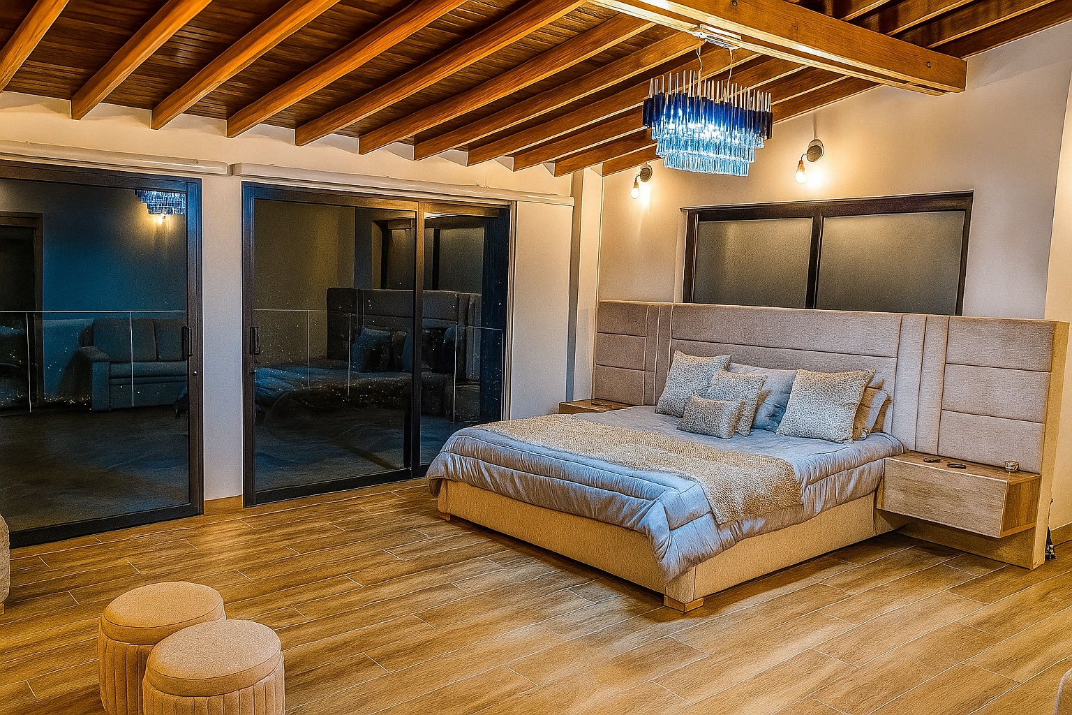King master bedroom with panoramic city view at The View Medellín